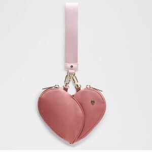 Nwt LULULEMON ATHLETICA dual Pouch Heart Wristlet Spiced Chai Pink Haze Gold New